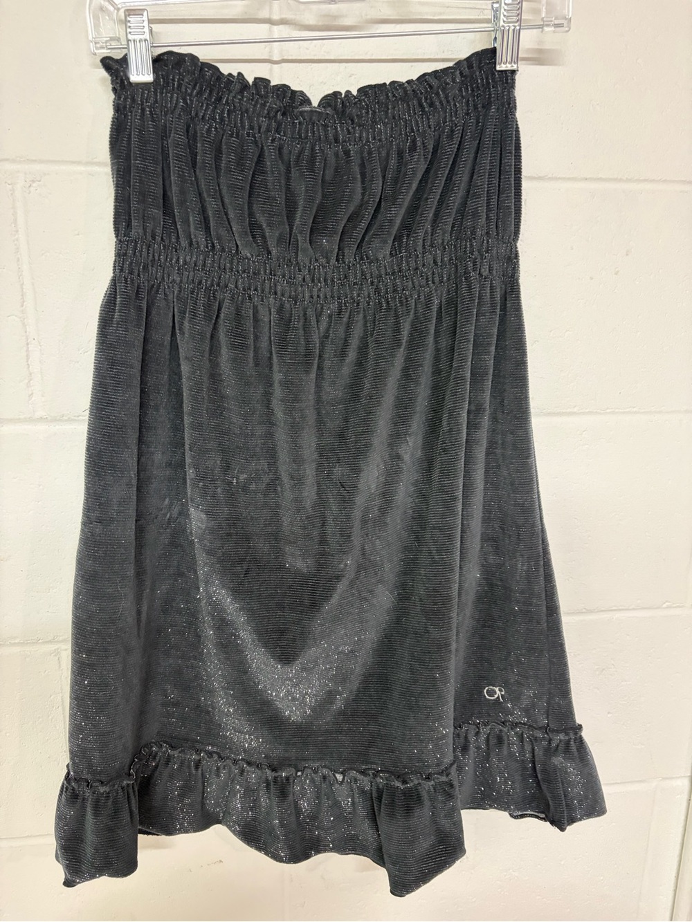 OP Black Strapless Ruffle-Hem Dress